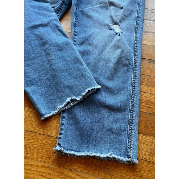7 FOR ALL MANKIND 'High Waist Cropped Straight' Button-fly Jeans sz 32 - Picture 6 of 13